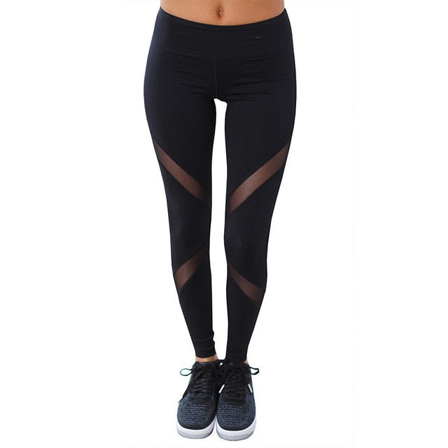 CHRLEISURE Sexy Women Leggings Gothic Insert Mesh Design Trousers Pants Big Size Black Capris Sportswear New Fitness Leggings