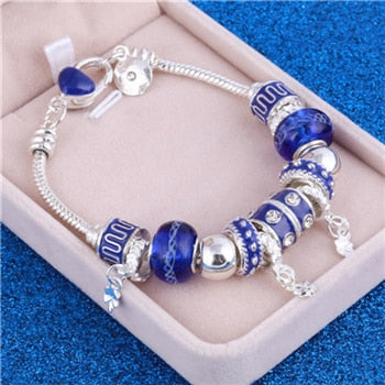 ZOSHI Pink Crystal Charm Silver Bracelets & Bangles for Women With Aliexpress Murano Beads Silver Bracelet Femme Jewelry