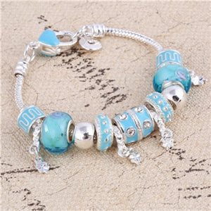 ZOSHI Pink Crystal Charm Silver Bracelets & Bangles for Women With Aliexpress Murano Beads Silver Bracelet Femme Jewelry