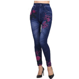 Fashion Slim Women Leggings Faux Denim Jeans Leggings Sexy Long Pocket Printing Summer Leggings Casual Pencil Pants Plus size