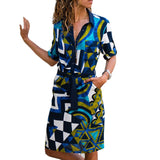 Long Sleeve Shirt Dress 2019 Summer Chiffon Boho Beach Dresses Women Casual Striped Print A-line Mini Party Dress Vestidos