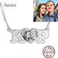 Amxiu 100% 925 Sterling Silver Necklace Engrave Picture Initials Name Pendant Necklace DIY Photo Necklace Personalized Jewelry