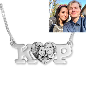 Amxiu 100% 925 Sterling Silver Necklace Engrave Picture Initials Name Pendant Necklace DIY Photo Necklace Personalized Jewelry