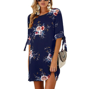 2019 Women Summer Dress Boho Style Floral Print Chiffon Beach Dress Tunic Sundress Loose Mini Party Dress Vestidos Plus Size 5XL