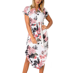 Summer Dress 2019 Women Boho Style Geometric Print Beach Dress Elegant Party Dresses with Belt Vestidos de fiesta Plus Size XXXL