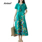 cotton linen plus size vintage floral women casual loose long summer dress elegant vestidos clothes 2019 ladies dresses sundress