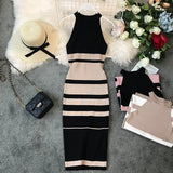 Gagarich Fashion Striped Stretch Women Dress Sleeveless Vintage Bodycon Dresses Knitted Elegant Vestido Summer 2019 Robe