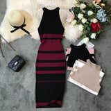 Gagarich Fashion Striped Stretch Women Dress Sleeveless Vintage Bodycon Dresses Knitted Elegant Vestido Summer 2019 Robe